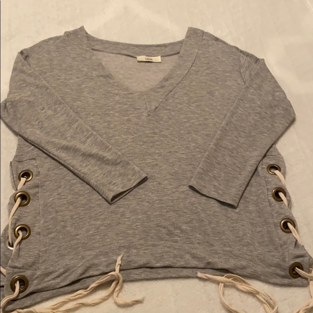 Grey V-Neck Sweater Size M